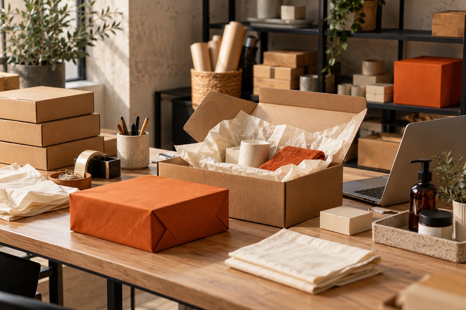 Organised ecommerce packing workspace, an illustrative operations concept